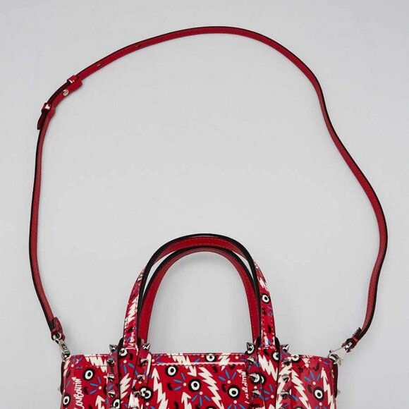 Christian Louboutin Red Patent Leather North/South Ginzana Cabata Mini Tote Bag - Picture 9 of 13